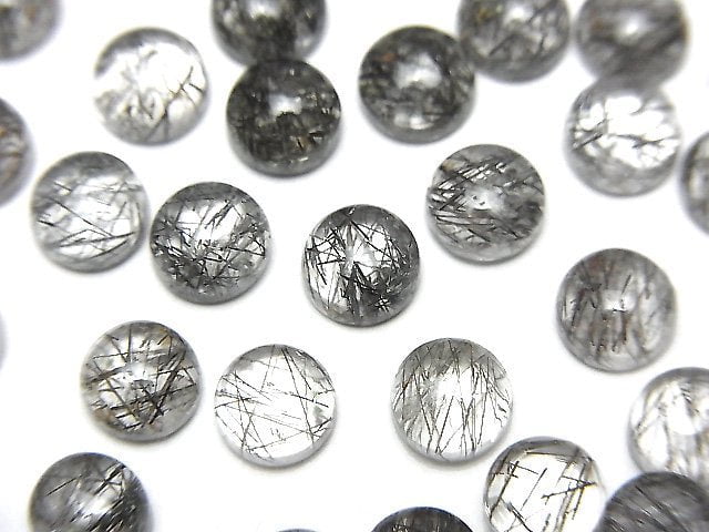 Cabochon, Tourmalinated Quartz Gemstone Beads