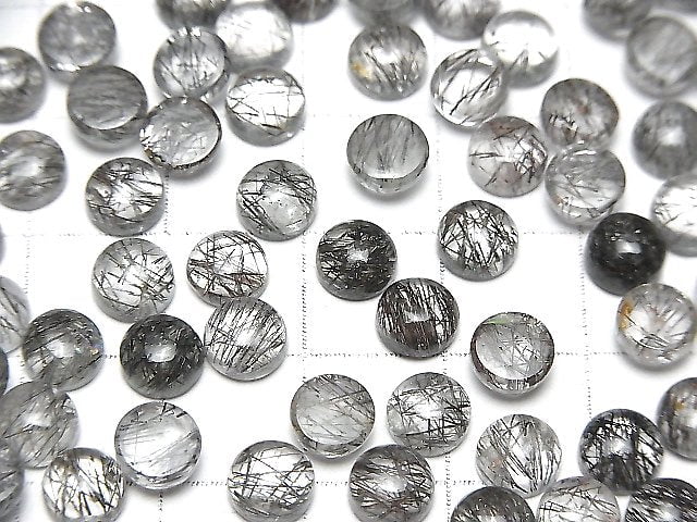 [Video] High Quality Tourmaline Quartz AAA- Round Cabochon 6x6mm 5pcs