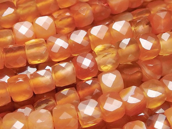 Carnelian, Cube Gemstone Beads
