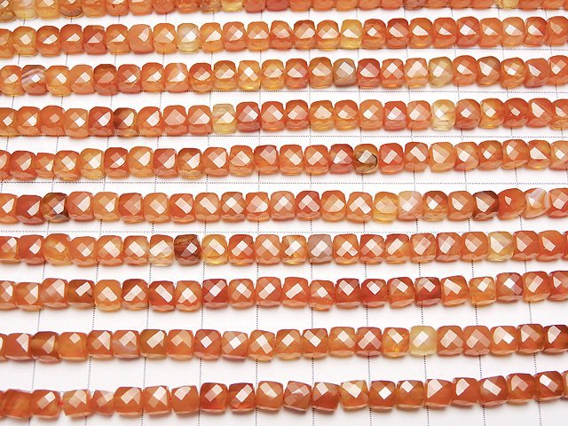 [Video] High Quality! 1strand $13.99! Mix Carnelian Cube Shape 5x5x5mm 1strand beads (aprx.15inch / 38cm)