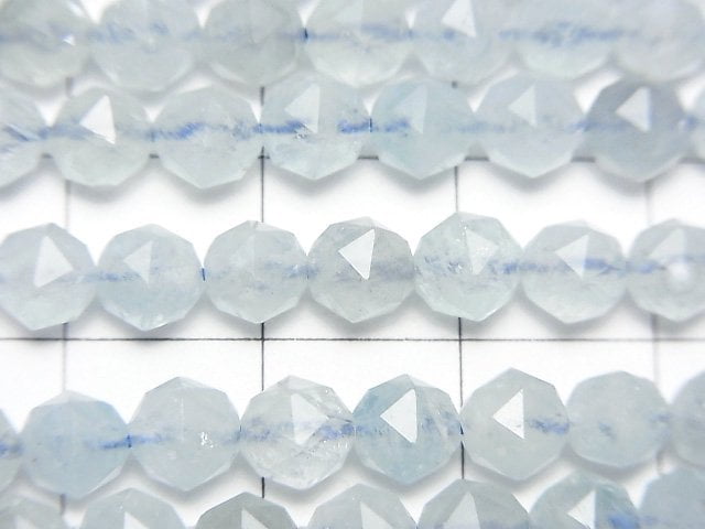 [Video]High Quality! Aquamarine AA+ Star Faceted Round 6mm half or 1strand beads (aprx.15inch/37cm)