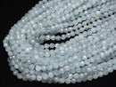 [Video]High Quality! Aquamarine AA+ Star Faceted Round 6mm half or 1strand beads (aprx.15inch/37cm)