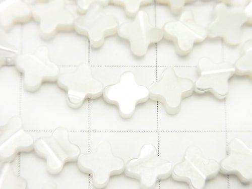Mother of Pearl MOP White Flower Motif 6x6x2mm 1strand beads (aprx.15inch/37cm)