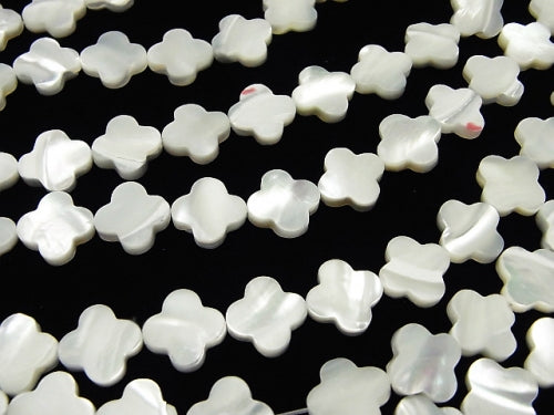 [Video] Mother of Pearl MOP Flower Motif 12x12x2.5mm White 1strand beads (aprx.15inch / 37cm)
