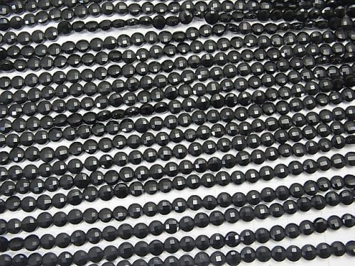 High Quality!  1strand $6.79! Onyx AAA Faceted Coin 4x4x2mm 1strand beads (aprx.15inch/38cm)