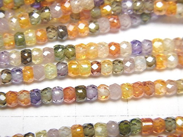 High Quality! 1strand $6.79! Multicolor, Cubic Zirconia AAA Faceted Button Roundel 3x3x2mm 1strand beads (aprx.15inch / 37cm)