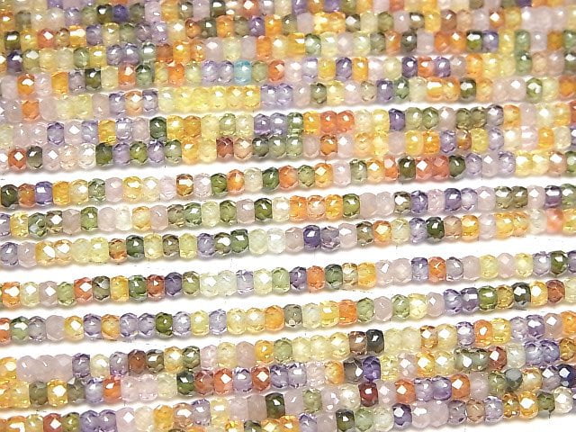 High Quality! 1strand $6.79! Multicolor, Cubic Zirconia AAA Faceted Button Roundel 3x3x2mm 1strand beads (aprx.15inch / 37cm)