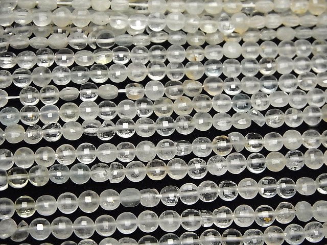 High quality! 1strand $7.79! Natural White Topaz AA ++ Faceted Coin 4x4x2mm 1strand beads (aprx.15inch / 38cm)