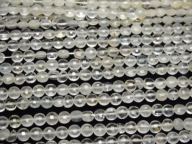 High quality! 1strand $7.79! Natural White Topaz AA ++ Faceted Coin 4x4x2mm 1strand beads (aprx.15inch / 38cm)