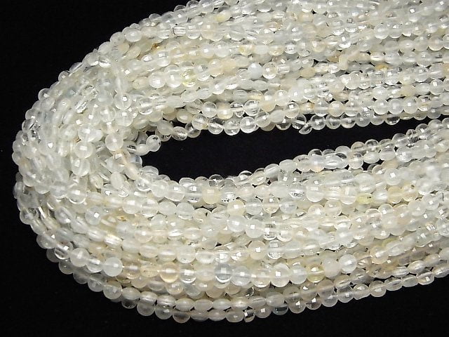 High quality! 1strand $7.79! Natural White Topaz AA ++ Faceted Coin 4x4x2mm 1strand beads (aprx.15inch / 38cm)