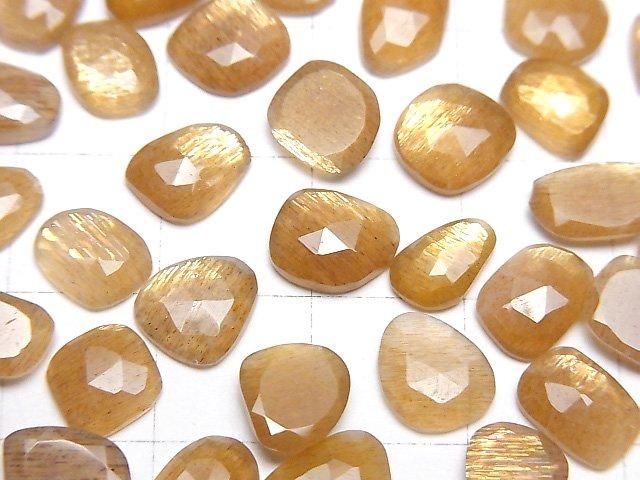 [Video] High Quality Golden Sheen Moonstone AAA- Loose Stone Freeform Single-Sided Rose Cut 5pcs