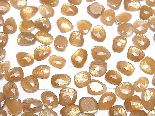 [Video] High Quality Golden Sheen Moonstone AAA- Loose Stone Freeform Single-Sided Rose Cut 5pcs