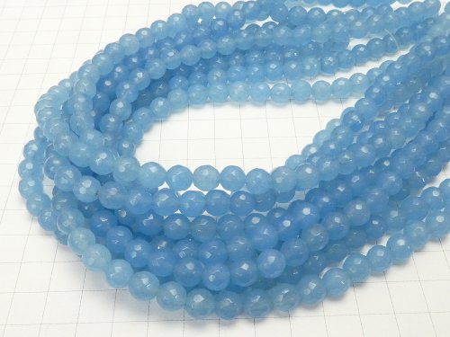 1strand $6.79! Blue Jade 64Faceted Round 8mm 1strand beads (aprx.15inch / 36cm)