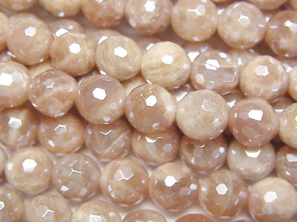 [Video] Orange Moonstone AA++ 128 Faceted Round 8mm Coated 1strand beads (aprx.14inch/35cm)