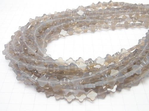 Gray Onyx flower motif 8x8x3mm half or 1strand beads (aprx.15inch/38cm)