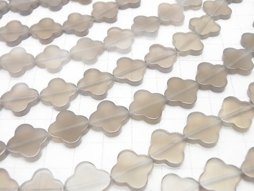 Gray Onyx Flower Motif 14x14x3mm half or 1strand beads (aprx.15inch / 36cm)