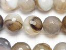 1strand $7.79! Brown Stripe Agate AAA 128Faceted Round 10mm 1strand beads (aprx.15inch / 38cm)