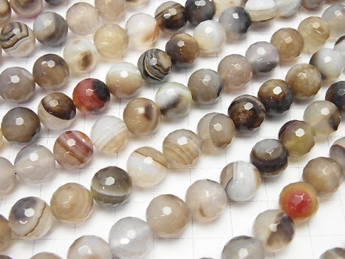 1strand $7.79! Brown Stripe Agate AAA 128Faceted Round 10mm 1strand beads (aprx.15inch / 38cm)