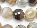 1strand $8.79! Brown Stripe Agate AAA 128Faceted Round 12mm 1strand beads (aprx.15inch / 36cm)