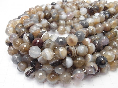 1strand $8.79! Brown Stripe Agate AAA 128Faceted Round 12mm 1strand beads (aprx.15inch / 36cm)