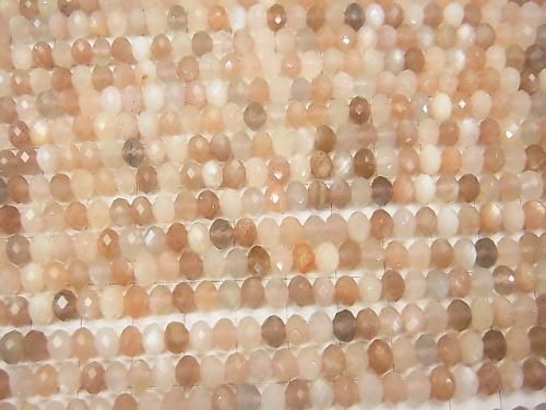[Video] High Quality! Multicolor Moonstone AA++ Faceted Button Rondelle 6x6x4mm half or 1-strand beads (approx. 15inch/38cm)