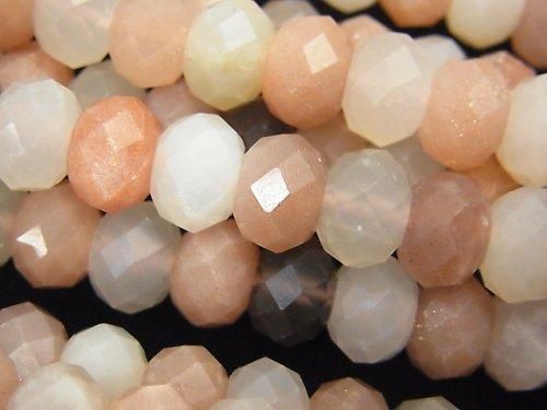 [Video] High Quality! Multicolor Moonstone AA++ Faceted Button Rondelle 10x10x6mm half or 1-strand beads (approx. 15inch/38cm)