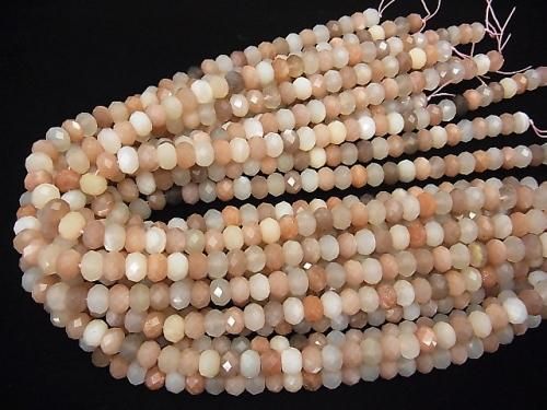 [Video] High Quality! Multicolor Moonstone AA++ Faceted Button Rondelle 10x10x6mm half or 1-strand beads (approx. 15inch/38cm)