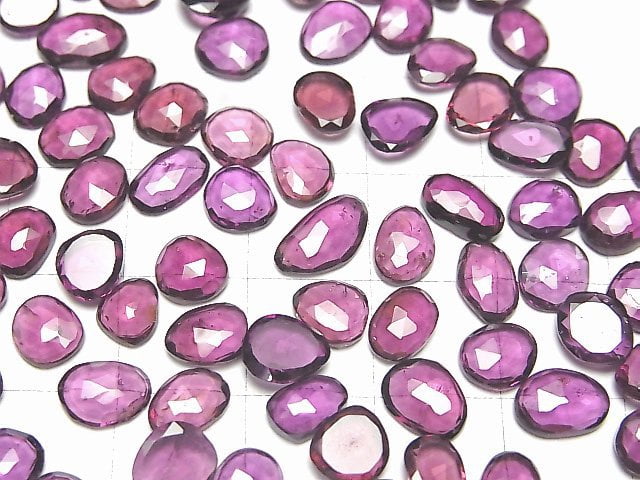 [Video]High Quality Rhodolite Garnet AAA- Loose stone Free form Single side Rose Cut 5pcs