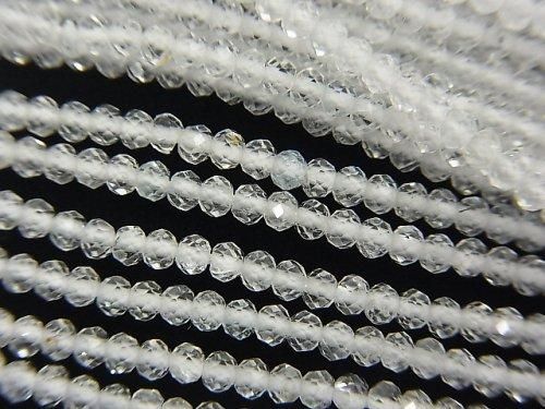 [Video] High Quality! Natural White Topaz AAA Faceted Button Rondelle 2x2x1.5mm 1-strand beads (approx. 15inch/37cm)