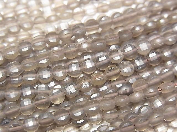 [Video] Ice Obsidian Faceted Coin 4x4x2mm 1strand beads (approx. 15 inches/36 cm)