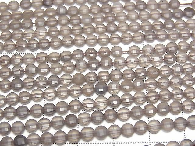 [Video] Ice Obsidian Faceted Coin 4x4x2mm 1strand beads (approx. 15 inches/36 cm)