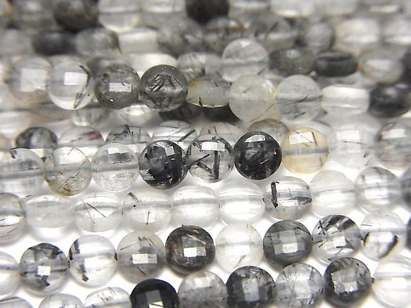 Coin, Tourmalinated Quartz Gemstone Beads