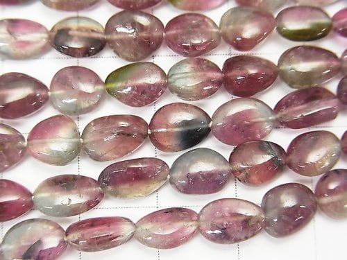 High Quality Watermelon Tourmaline AA ++ Flat Nugget NO.2 half or 1strand beads (aprx.18inch / 44cm)