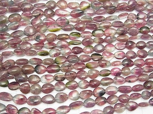 High Quality Watermelon Tourmaline AA ++ Flat Nugget NO.2 half or 1strand beads (aprx.18inch / 44cm)