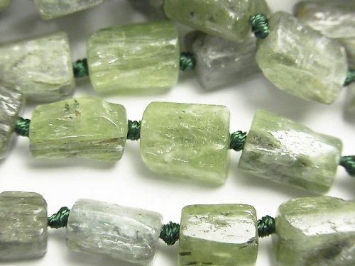 [Video] Green Kyanite AA Rough Tube - Faceted Nugget 1-strand beads (approx. 15 inches/38 cm)