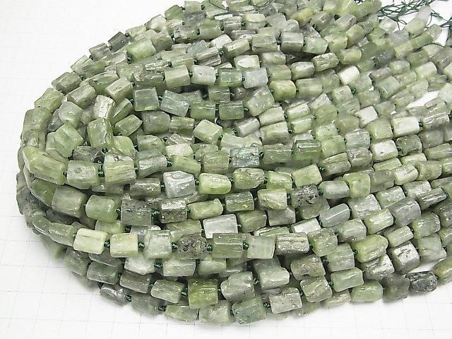 [Video] Green Kyanite AA Rough Tube - Faceted Nugget 1-strand beads (approx. 15 inches/38 cm)