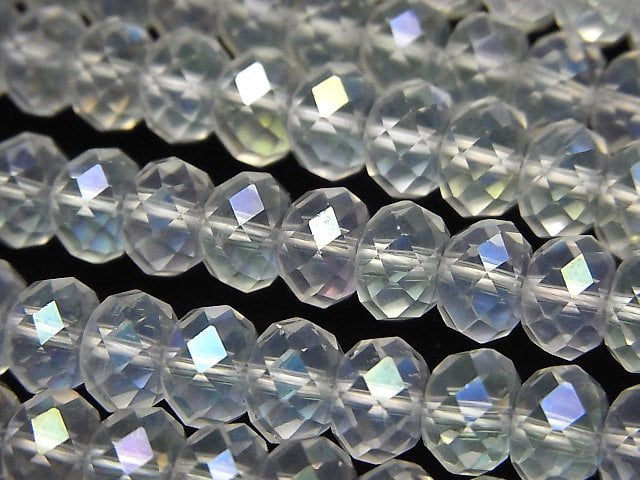 [Video] Aqua Crystal  Faceted Button Roundel 7x7x3mm half or 1strand beads (aprx.15inch/36cm)