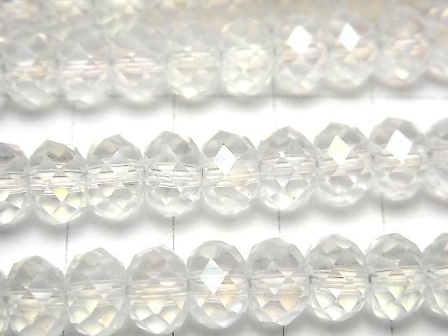 [Video]High Quality! Aqua Crystal Faceted Button Rondelle 8x8x5mm half or 1strand beads (aprx.15inch/36cm)