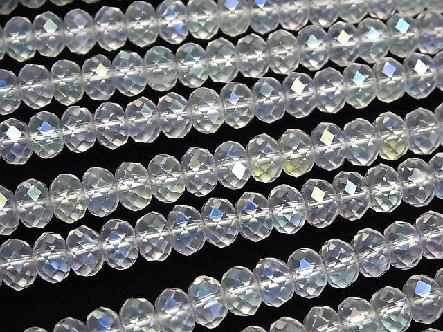 [Video] Aqua Crystal  Faceted Button Roundel 7x7x3mm half or 1strand beads (aprx.15inch/36cm)