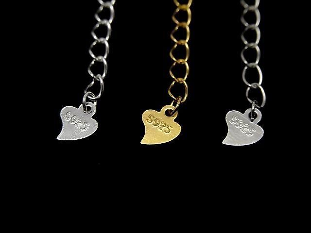 Silver 925 Adjuster Parts, Heart Shape [No Coating][18KGP][Rhodium Plated] 2pcs