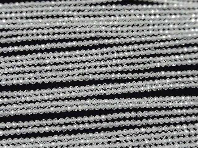 [Video] High Quality! White Cubic Zirconia AAA Faceted Round 2mm 1-strand beads (approx. 15 inches/36 cm)