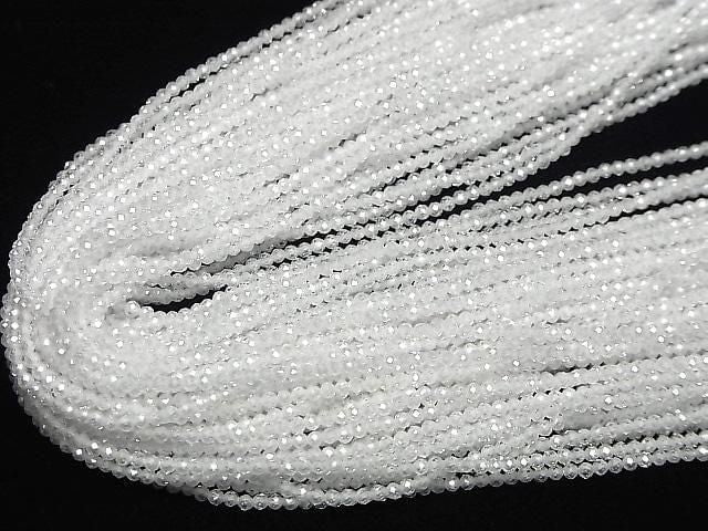 [Video] High Quality! White Cubic Zirconia AAA Faceted Round 2mm 1-strand beads (approx. 15 inches/36 cm)