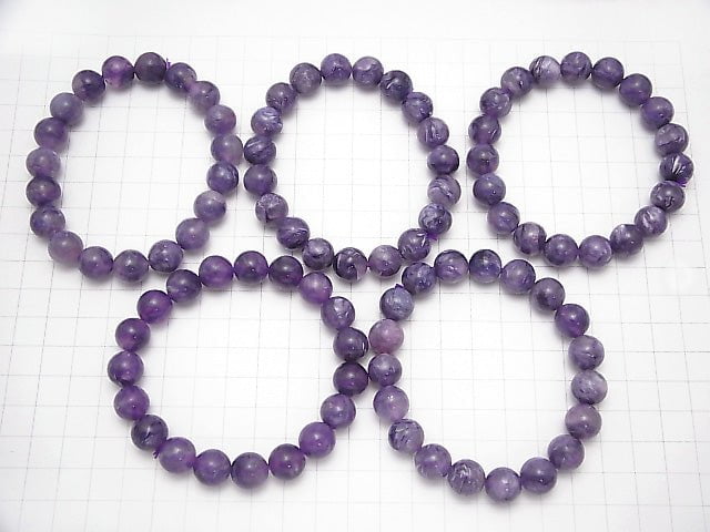 1strand $59.99! Charoite (angel silica) AAA Round 11mm 1strand (Bracelet) with quartz