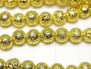Lava Round 6.5mm gold color coated 1strand beads (aprx.15inch/37cm)