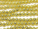 Lava Round 6.5mm gold color coated 1strand beads (aprx.15inch/37cm)