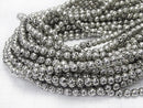 1strand $4.79! Rubber (Lava) Round 6mm Silver Color Coating 1strand (aprx.14inch / 35cm)