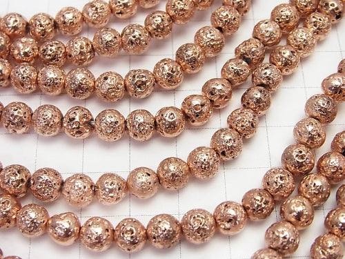 1strand $4.79! Lava Round 6mm Pink Gold Color Coating 1strand beads (aprx.14inch / 35cm)