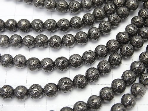 1strand $4.79! Lava Round 6mm Black Color Coating 1strand beads (aprx.14inch / 35cm)