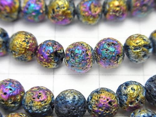 1strand $4.79! Lava Round 6mm Rainbow Color Coating 1strand beads (aprx.14inch / 35cm)