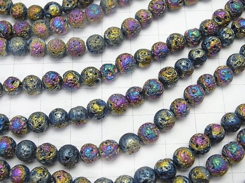 1strand $4.79! Lava Round 6mm Rainbow Color Coating 1strand beads (aprx.14inch / 35cm)